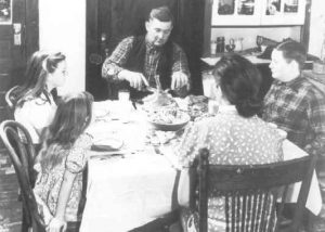 1940-1949 Dinner at farm table