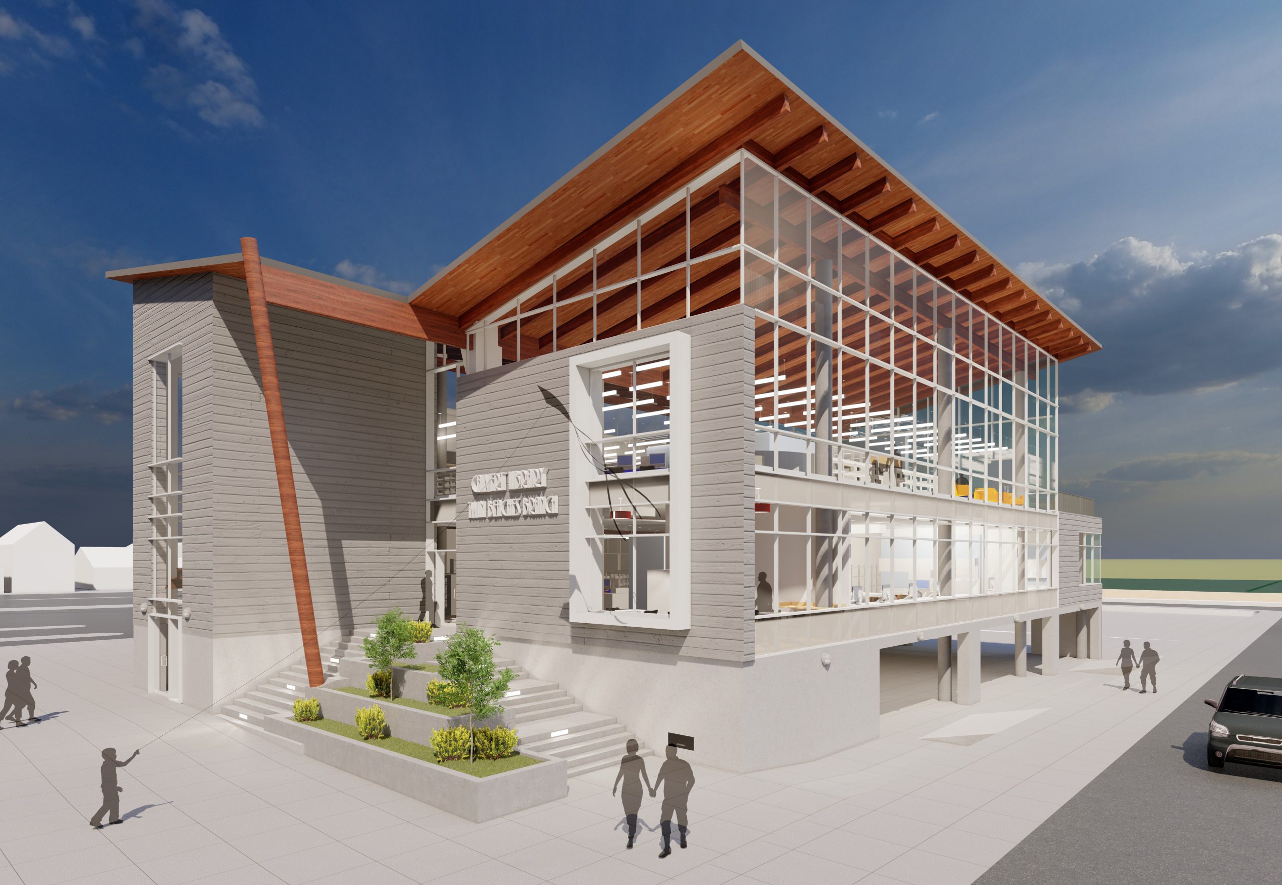 exterior design view of new Twin Beaches Branch building