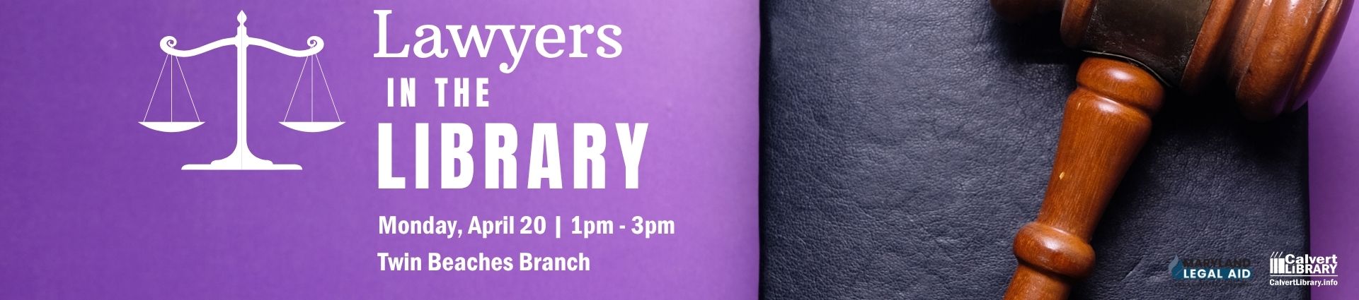 Lawyers in the Library free legal help at the Twin Beaches Branch on Monday, April 20, 1–3 p.m.